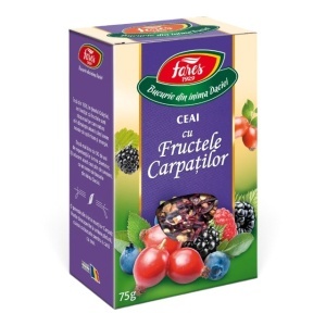 Ceai cu Fructele Carpaților, ceai din fructe pentru relaxare și hidratare, 75 g, Fares
