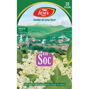 Ceai de Soc R39, susține sănătatea căilor respiratorii, contribuie la eliminarea excesului de apă din organism, 20 plicuri, Fares - Img 2