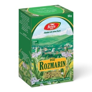 Ceai frunze Rozmarin D132, susține sănătatea ficatului și buna funcționare a bilei, ajută la reducerea balonării, 50 g, Fares