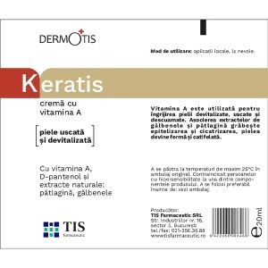 DermoTis KeraTis cremă cu vitamina A, 20 ml, Tis Farmaceutic - Img 2