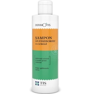 DermoTis Șampon Antiseboreic cu Ihtiol, ajută la îndepărtarea peliculelor și calmarea mâncărimii scalpului, 120 ml, Tis Farmaceutic