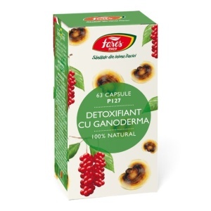 Detoxifiant cu Ganoderma P127, capsule care susțin detoxifierea organismului și funcționarea ficatului și rinichilor, 63 capsule, Fares