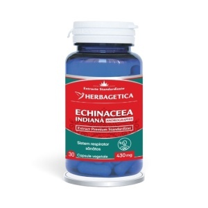 Echinaceea Indiană, supliment alimentar destinat susținerii imunității și sănătății respiratorii în sezonul rece, 30 capsule, Herbagetica