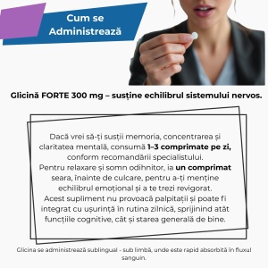 Glicină Forte, supliment alimentar destinat susținerii somnului, funcției cognitive și echilibrului emoțional, 300 mg, 60 capsule, Balkan Pharmaceuticals - Img 6