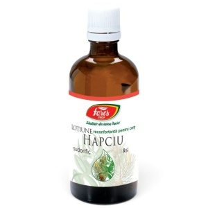 Hapciu Sudorific R6, loțiune pentru răceală, stări febrile și dureri musculare, cu mentol, camfor și uleiuri esențiale, 100 ml, Fares