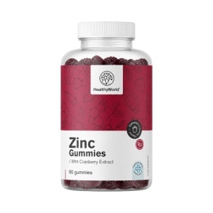 HealthyWorld, Zinc Gummies with Cranberry extract- jeleuri cu zinc și extract de merișoare, 90 jeleuri