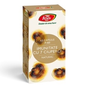 Imunitate cu 7 ciuperci F163, capsule care susțin imunitatea și rezistența naturală a organismului în perioade de solicitare, 63 capsule, Fares