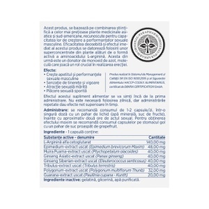 Maraton Forte, cu L-arginină, Muira Puama și Panax ginseng, susține performanța sexuală, virilitatea și vitalitatea masculină, 20 capsule, Parapharm - Img 2