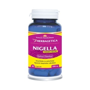 Nigella Chimen Negru, supliment alimentar destinat susținerii imunității și sănătății respiratorii, 30 capsule, Herbagetica