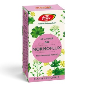 Normoflux G82, capsule ce ajută la menținerea unui flux menstrual normal și contribuie la echilibrul ciclului și confortul menstrual, 60 capsule, Fares