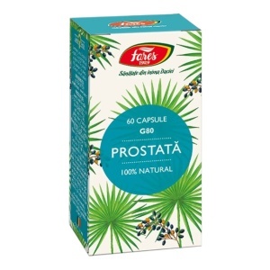 Prostata G80, capsule care susțin sănătatea prostatei și ajută la reducerea urinării frecvente și a dificultăților la urinare, 60 capsule, Fares