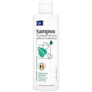 Q4U Șampon cu Urzică, Nalbă și D-Pantenol, ajută la revitalizarea, hidratarea și întărirea părului, 250 ml, Tis Farmaceutic