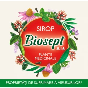 Sirop Biosept A16, pentru răceală, viroze respiratorii și susținerea imunității, cu echinacea și propolis, 250 ml, Fares - Img 2