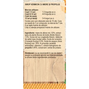 Sirop cu miere, vitamina C și propolis Vermicin D73, 100 ml, Fares - Img 2
