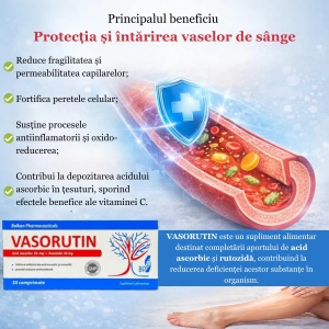 Vasorutin Rutozidă și Vitamina C, 30 comprimate, Balkan Pharmaceuticals - Img 4