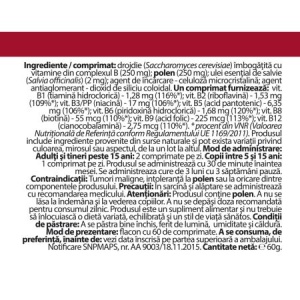 Vitamina B cu Drojdie și Polen, 60 comprimate, Dacia plant - Img 3