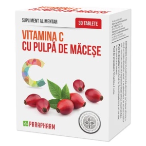 Vitamina C cu pulpă de măceșe, 30 tablete, Parapharm