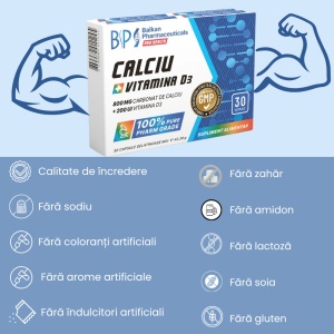 Calciu & D3, 800 mg/200 UI, 30 capsule, Balkan Pharmaceuticals - Img 5