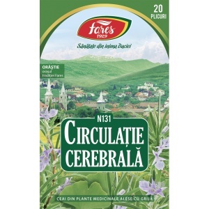 Ceai Circulație Cerebrală N131, susține memoria și funcțiile cognitive, contribuie la buna circulație a sângelui la nivel cerebral, 20 plicuri, Fares - Img 2