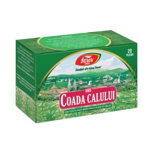 Ceai Coada Calului U85, susține sănătatea rinichilor și tractului urinar, contribuie la eliminarea excesului de apă din organism, 20 plicuri, Fares