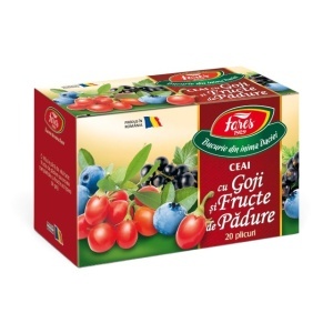 Ceai cu goji și fructe de pădure, ceai din fructe pentru relaxare și hidratare, 20 plicuri, Fares