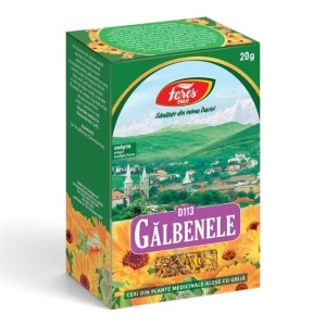 Ceai flori de Gălbenele D113, susține sănătatea ficatului, contribuie la regenerarea naturală și menținerea sănătății pielii, 20 g, Fares