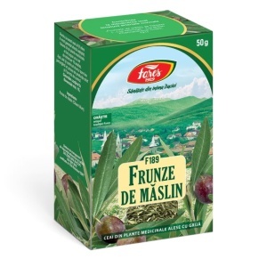 Ceai Frunze de Măslin F189, contribuie la menținerea tensiunii arteriale în limite normale, susține circulația și sănătatea inimii, 50 g, Fares