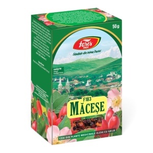 Ceai Măceșe fructe F183, susține imunitatea, contribuie la menținerea rezistenței naturale și vitalității organismului, 50 g, Fares
