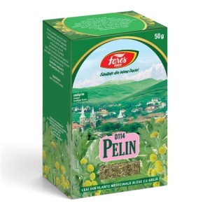 Ceai Pelin D114, ajută la susținerea digestiei și eliminarea paraziților intestinali și contribuie la stimularea apetitului, 50 g, Fares