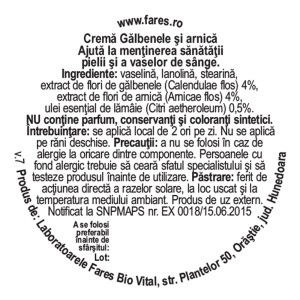 Cremă de Gălbenele și Arnică, C30, 20 g, Fares - Img 2