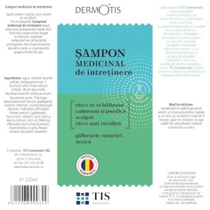 DermoTis Șampon Medicinal de Întreținere, cu Acid Salicilic și Rezorcină, ajută la reducerea excesului de sebum și îngrijirea scalpului cu mătreață, 120 ml, Tis Farmaceutic - Img 2