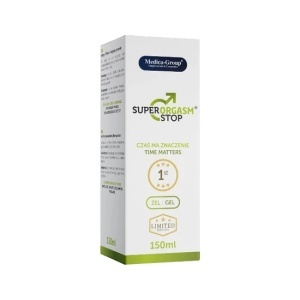 Gel Super Orgasm Stop, gel cosmetic pentru bărbați destinat reducerii temporare a sensibilității locale și susținerii controlului în momentele intime, 150 ml, Medica-Group