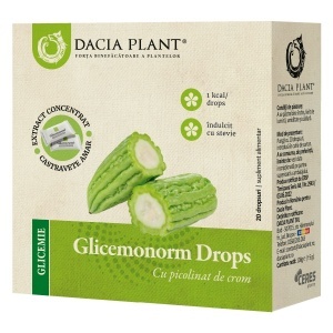 Glicemonorm Drops, 20 bucăți, Dacia Plant