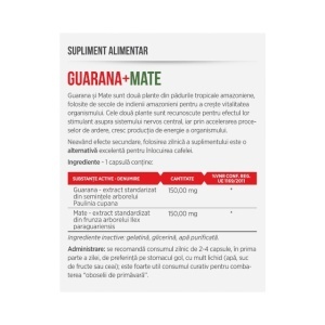 Guarana + Mate, extracte standardizate, susține energia și concentrarea, ajută la reducerea oboselii, 30 capsule, Parapharm - Img 2