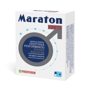 Maraton Forte, cu L-arginină, Muira Puama și Panax ginseng, susține performanța sexuală, virilitatea și vitalitatea masculină, 4 capsule, Parapharm
