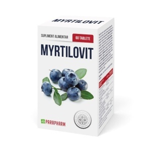 Myrtilovit, cu afine, cătină și crom, ajută la menținerea glicemiei în limite normale, susține tranzitul intestinal, 60 tablete masticabile, Parapharm