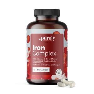 Purely Nutrition Iron Complex, ajută la reducerea oboselii, susține formarea hemoglobinei și transportul oxigenului, 180 capsule - Img 2