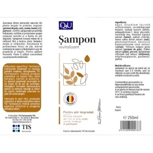 Q4U Șampon Revitalizant cu D-Pantenol și Germeni de Grâu, ajută la hidratarea și întărirea părului degradat și fragil, 250 ml, Tis Farmaceutic - Img 2