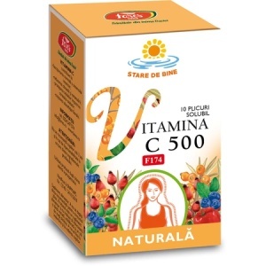 Vitamina C 500 naturală solubilă, 10 plicuri, Fares