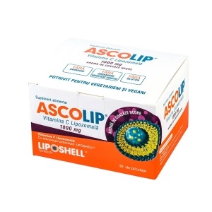 ASCOLIP, Vitamina C Lipozomală 1000 mg, cu aromă de coacăze, 30 plicuri, LIPOSHELL