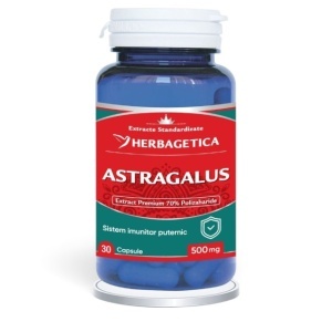 Astragalus 500 mg, supliment alimentar destinat susținerii imunității, energiei și rezistenței organismului în perioade solicitante, 30 capsule, Herbagetica