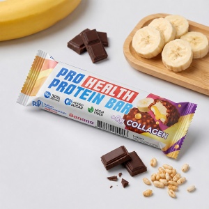 Baton Proteic, Banane + Collagen, 50 g, Balkan Pharmaceuticals - Img 2