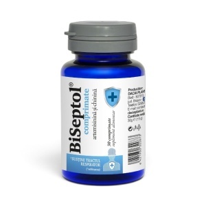 Biseptol, supliment alimentar destinat susținerii imunității și sănătății tractului respirator, cu echinacea, artemisinină, chinină, zinc și vitamina D, 30 comprimate, Dacia Plant