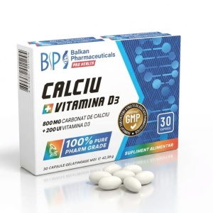 Calciu & D3, 800 mg/200 UI, 30 capsule, Balkan Pharmaceuticals - Img 2