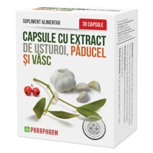 Capsule cu extract de Usturoi cu Păducel și Vâsc, 30 capsule, Parapharm