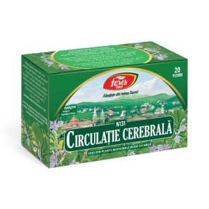 Ceai Circulație Cerebrală N131, susține memoria și funcțiile cognitive, contribuie la buna circulație a sângelui la nivel cerebral, 20 plicuri, Fares
