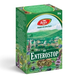 Ceai Enterostop D51, contribuie la menținerea unui tranzit intestinal normal și ajută la reducerea disconfortului digestiv, 50 g, Fares
