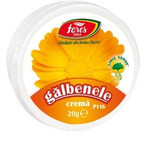 Cremă de Gălbenele P116, pentru iritații, arsuri și regenerarea pielii, cu lavandă, 20 g, Fares