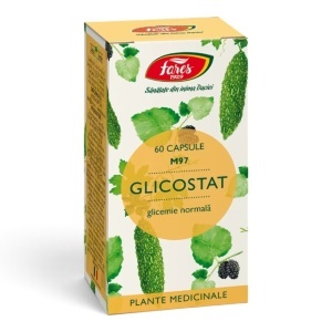 Glicostat M97, capsule care ajută la menținerea glicemiei în limite normale și susțin metabolismul glucidelor, 60 capsule, Fares