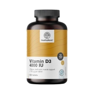 HealthyWorld, Vitamin D3 4000 UI, 400 tablete